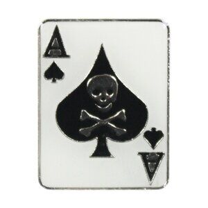 Ace of Spades Skull Enamel Pin- Card Game Alt Goth Biker Symbol Apparel Gift NWT